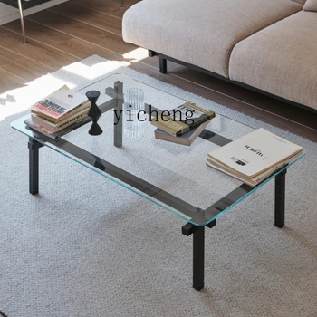 Чайный столик XL на террасе | Простой и легкий Роскошный Чайный столик из закаленного стекла и массива дерева для маленькой квартиры